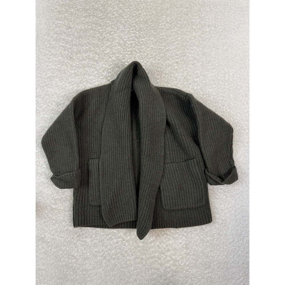 Wilfred Sweater Womens Small Dark Green Wool Open‎ Front Cardigan Pockets Cozy